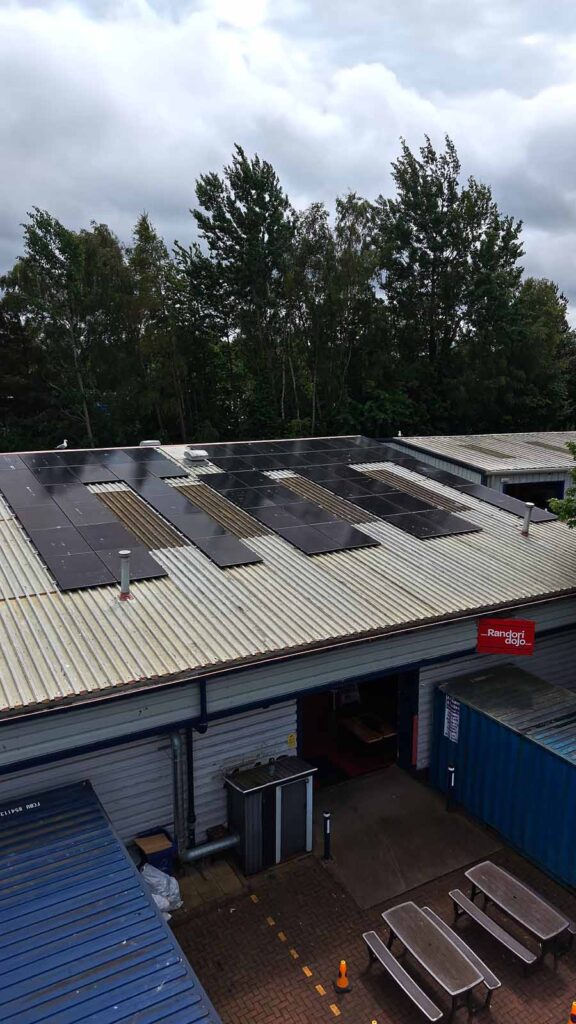 Solar panels on industrial unit roof