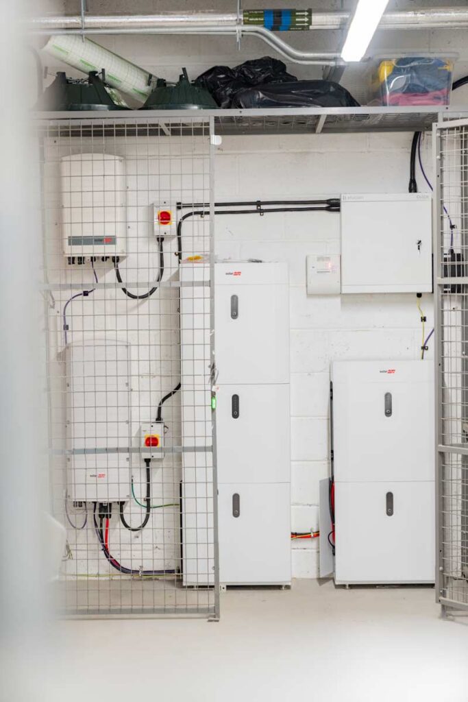 Electrical control cabinets inside a secured utility cupboard