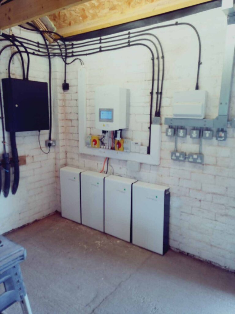 Battery storage units and electrical control equipment in utility room